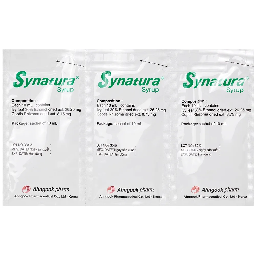 Hình ảnh Siro Synatura Syrup AhnGook điều trị nhiễm khuẩn đường hô hấp trên cấp tính và viêm phế quản mạn tính (9 gói x 10ml)