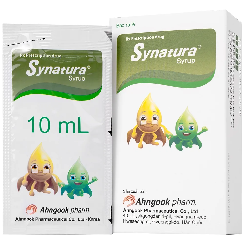 Hình ảnh Siro Synatura Syrup AhnGook điều trị nhiễm khuẩn đường hô hấp trên cấp tính và viêm phế quản mạn tính (9 gói x 10ml)