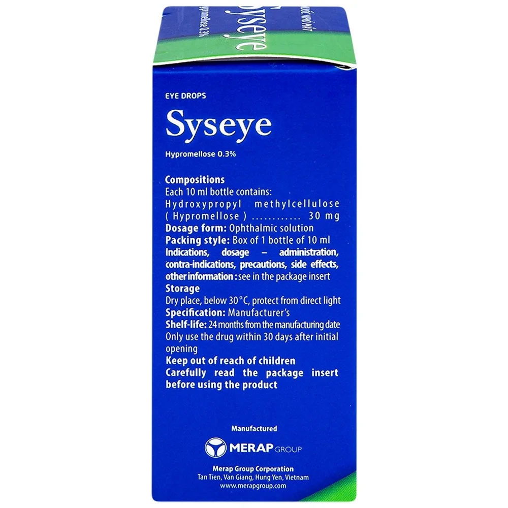Hình ảnh Thuốc nhỏ mắt Syseye Merap điều trị và làm giảm cảm giác khó chịu do khô mắt (10ml)