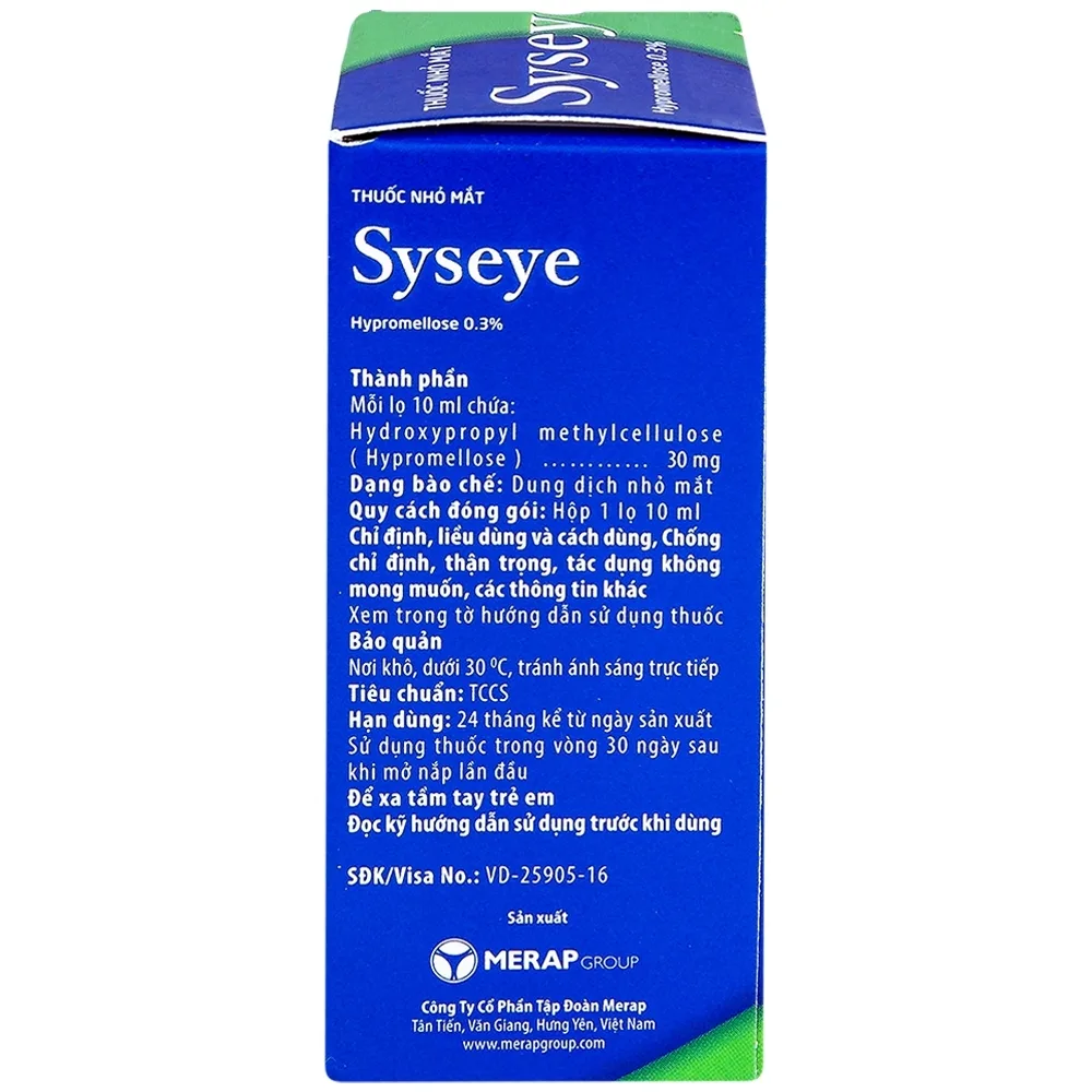 Hình ảnh Thuốc nhỏ mắt Syseye Merap điều trị và làm giảm cảm giác khó chịu do khô mắt (10ml)