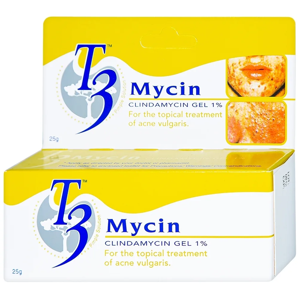 Hình ảnh Gel bôi T3 Mycin HOE điều trị mụn trứng cá có mủ hoặc hoặc kèm viêm (25g)