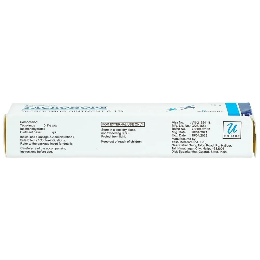 Hình ảnh Thuốc mỡ Tacrohope Tacrolimus Ointment 0.1% Allegen điều trị viêm da dị ứng (10g)