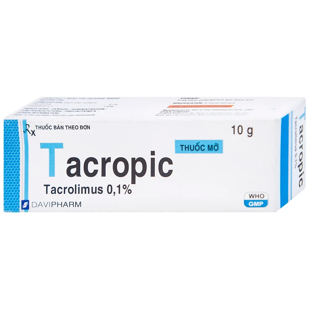 Hình ảnh Thuốc mỡ Tacropic Tacrolimus 0,1% Davipharm điều trị chàm thể tạng (10g)