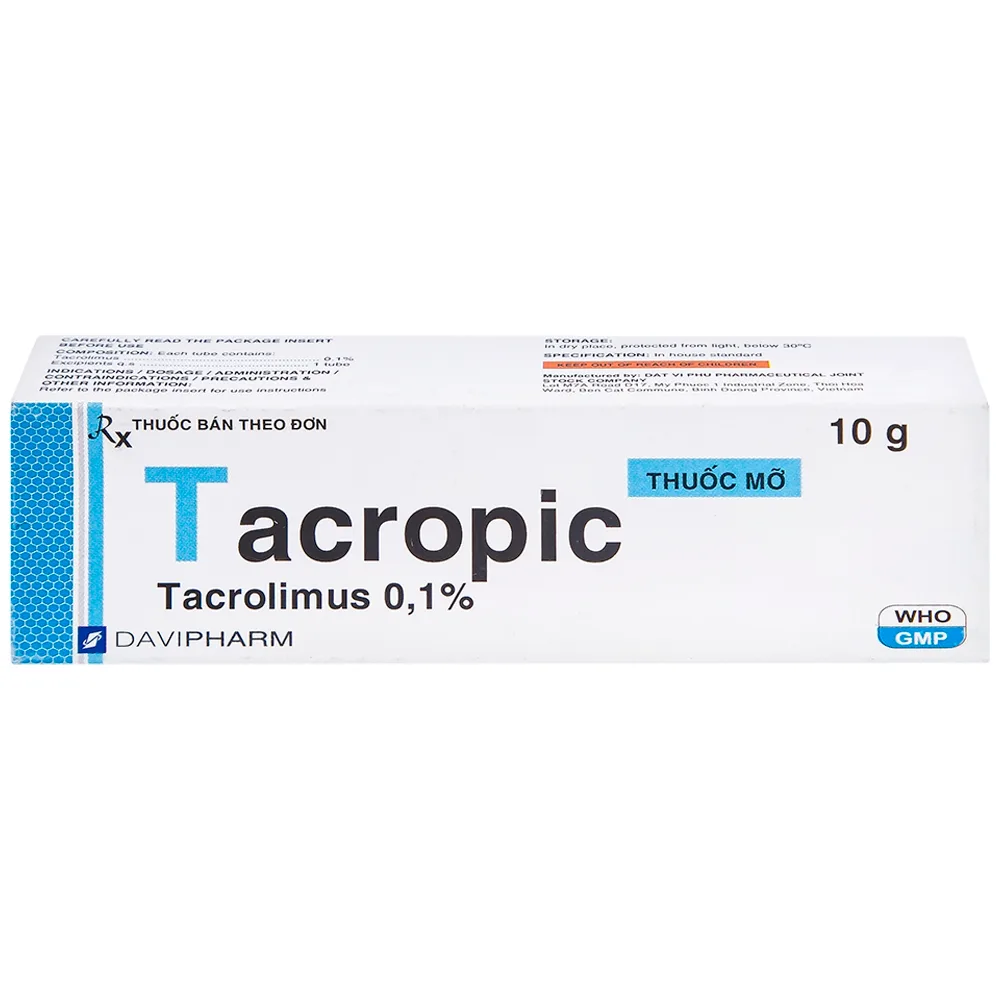 Hình ảnh Thuốc mỡ Tacropic Tacrolimus 0,1% Davipharm điều trị chàm thể tạng (10g)