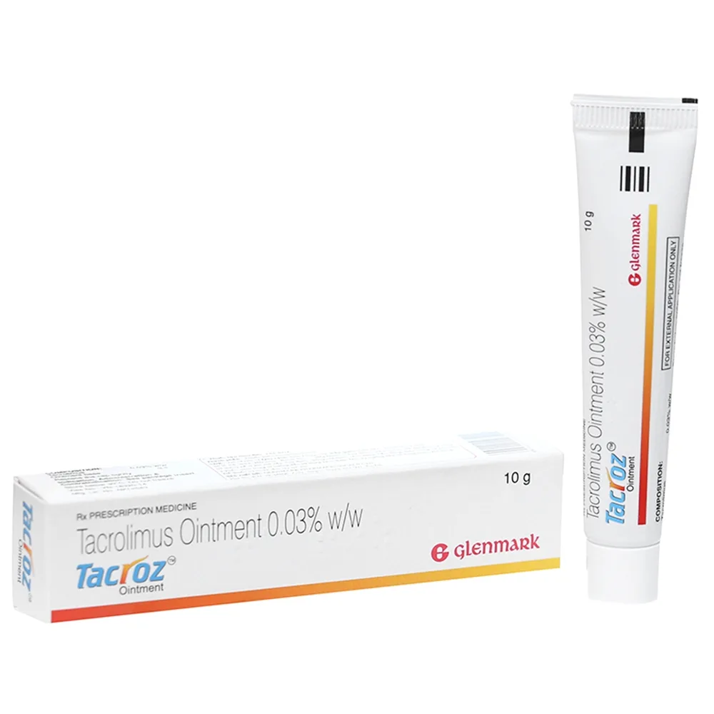 Hình ảnh Thuốc mỡ Tacroz 0.03% Glenmark điều trị viêm da dị ứng vừa và nặng (10g)