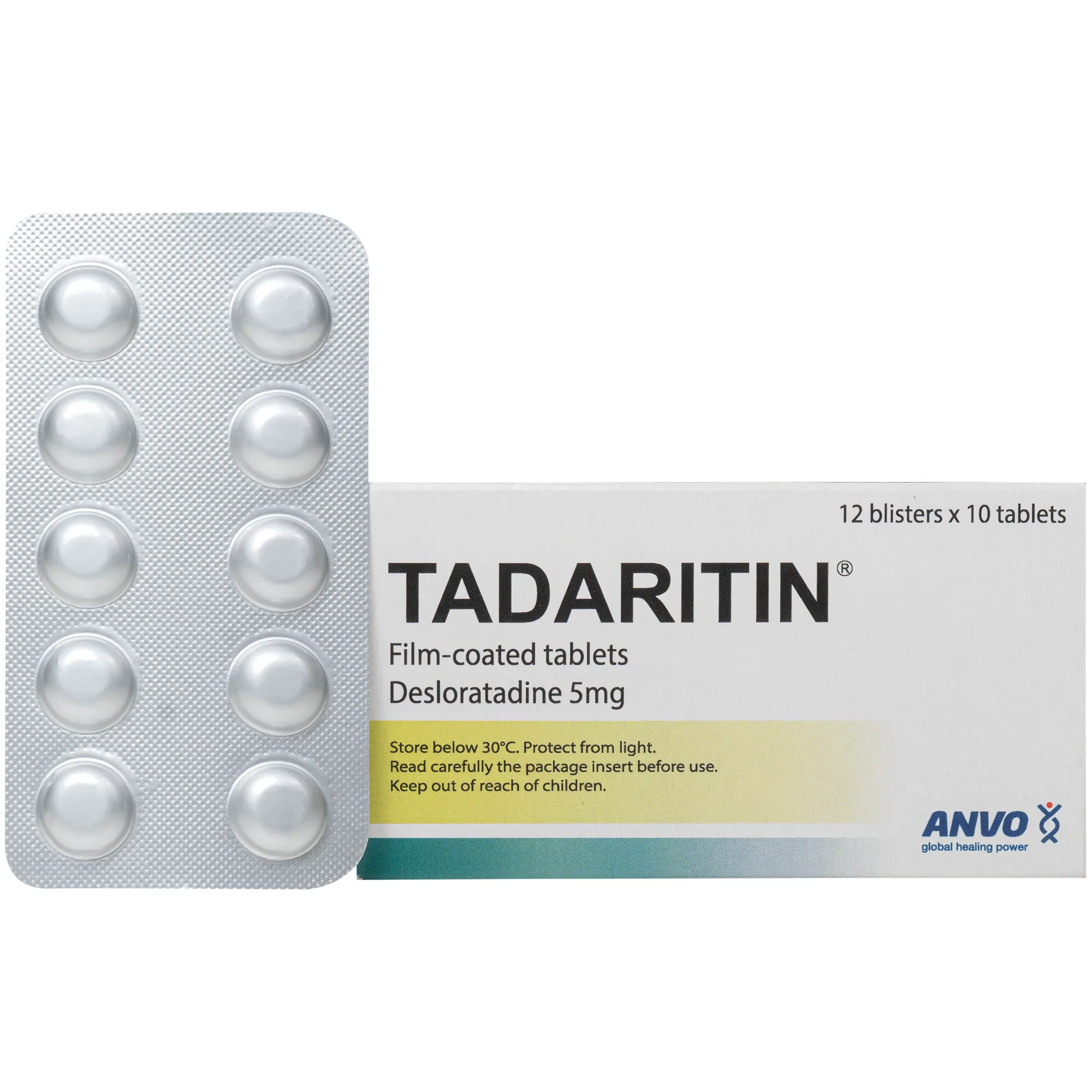 Hình ảnh Thuốc Tadaritin 5mg Anvo Giảm viêm mũi dị ứng, mày đay (12 vỉ x 10 viên)