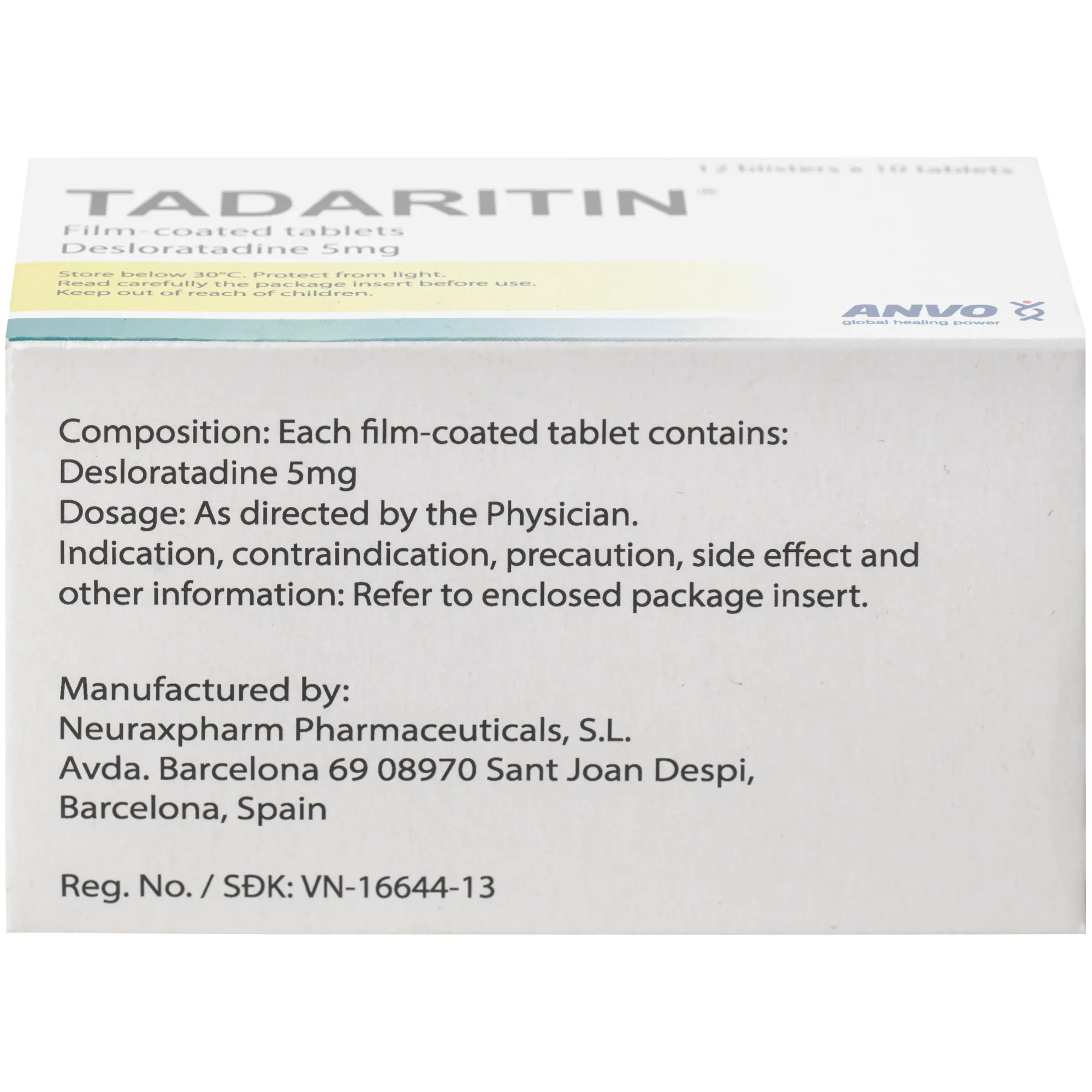 Hình ảnh Thuốc Tadaritin 5mg Anvo Giảm viêm mũi dị ứng, mày đay (12 vỉ x 10 viên)