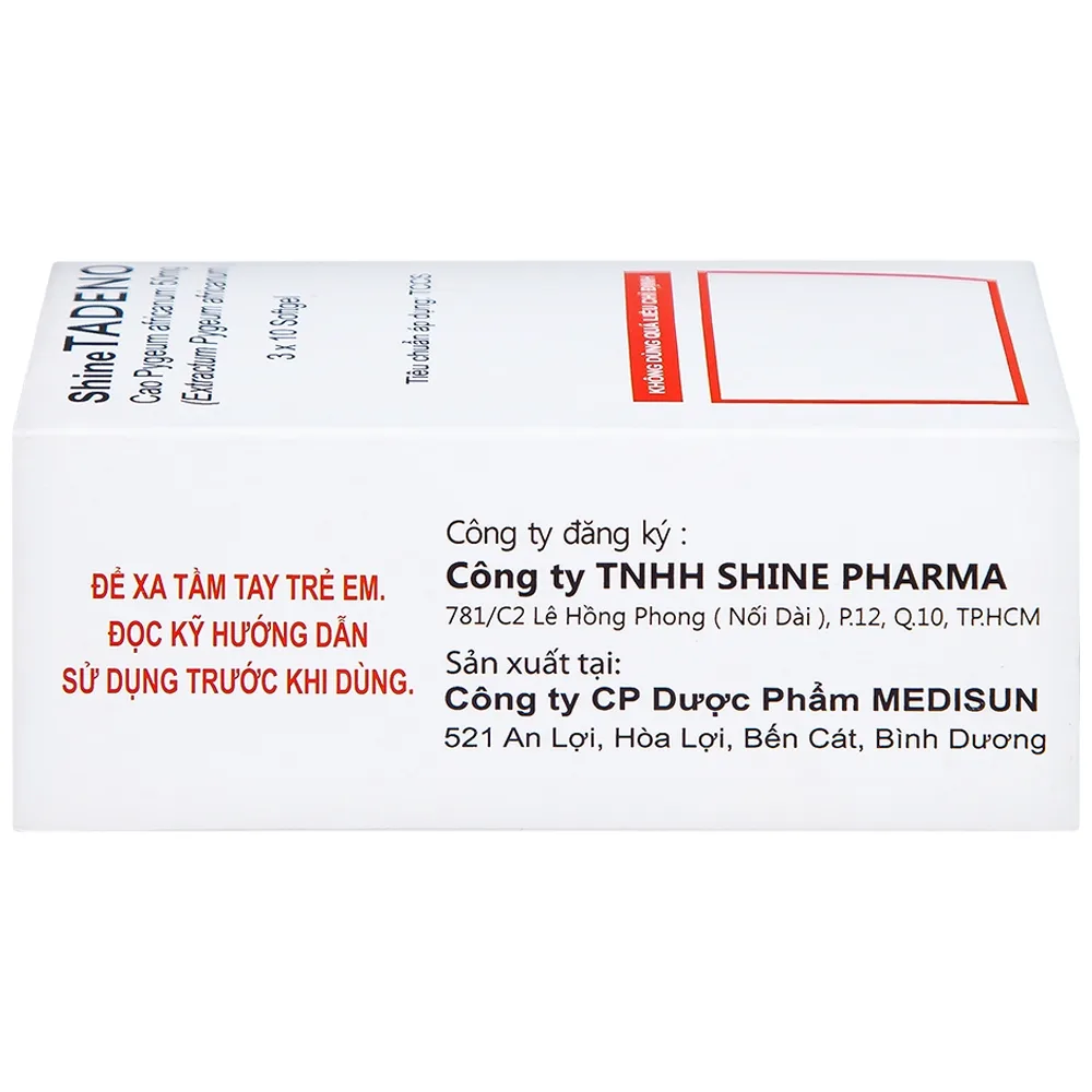 Hình ảnh Thuốc ShineTadeno 50mg Medisun phòng và hỗ trợ điều trị rối loạn đường tiểu (3 vỉ x 10 viên)