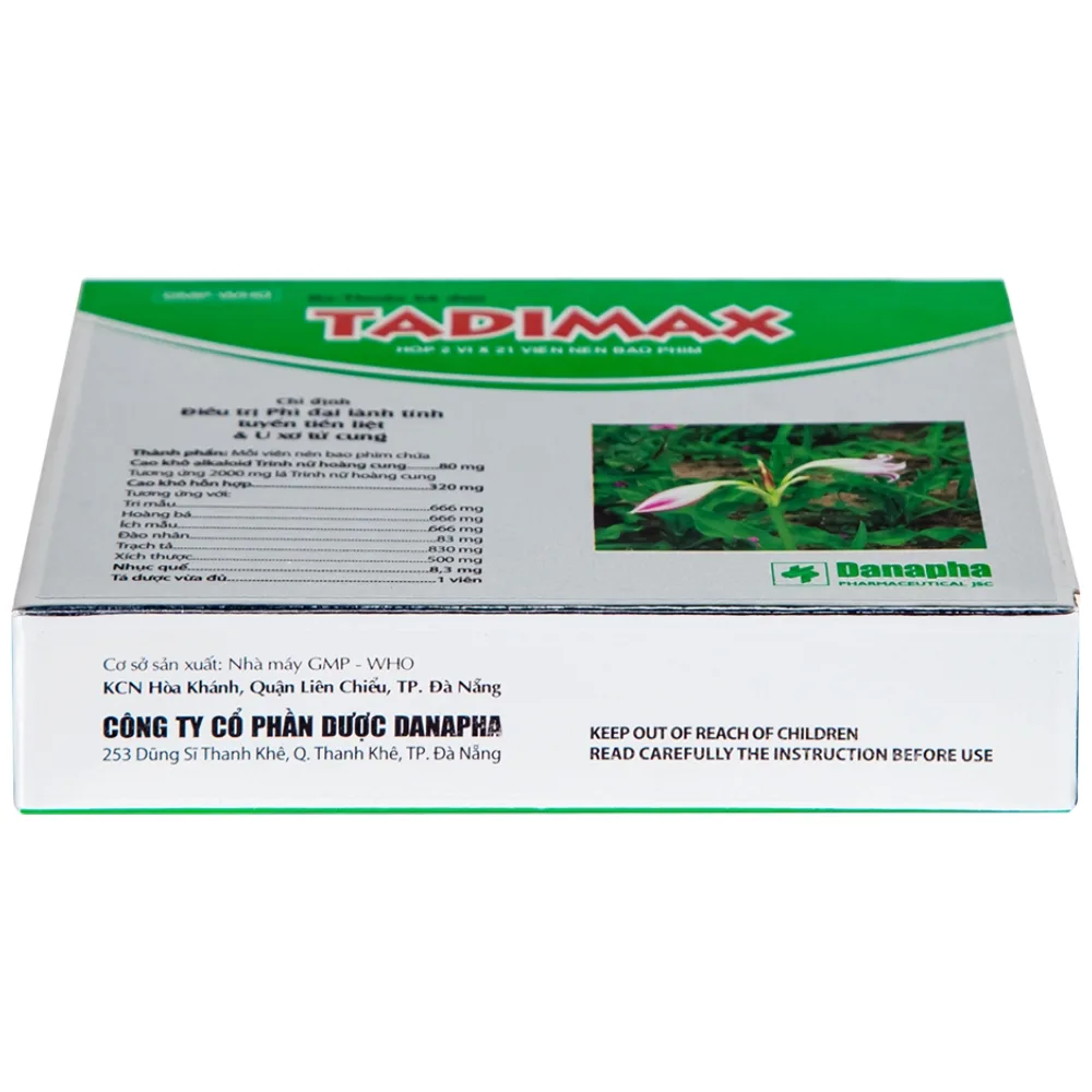 Hình ảnh Thuốc Tadimax Danapha điều trị phì đại lành tính tuyến tiền liệt và u xơ tử cung (2 vỉ x 21 viên)