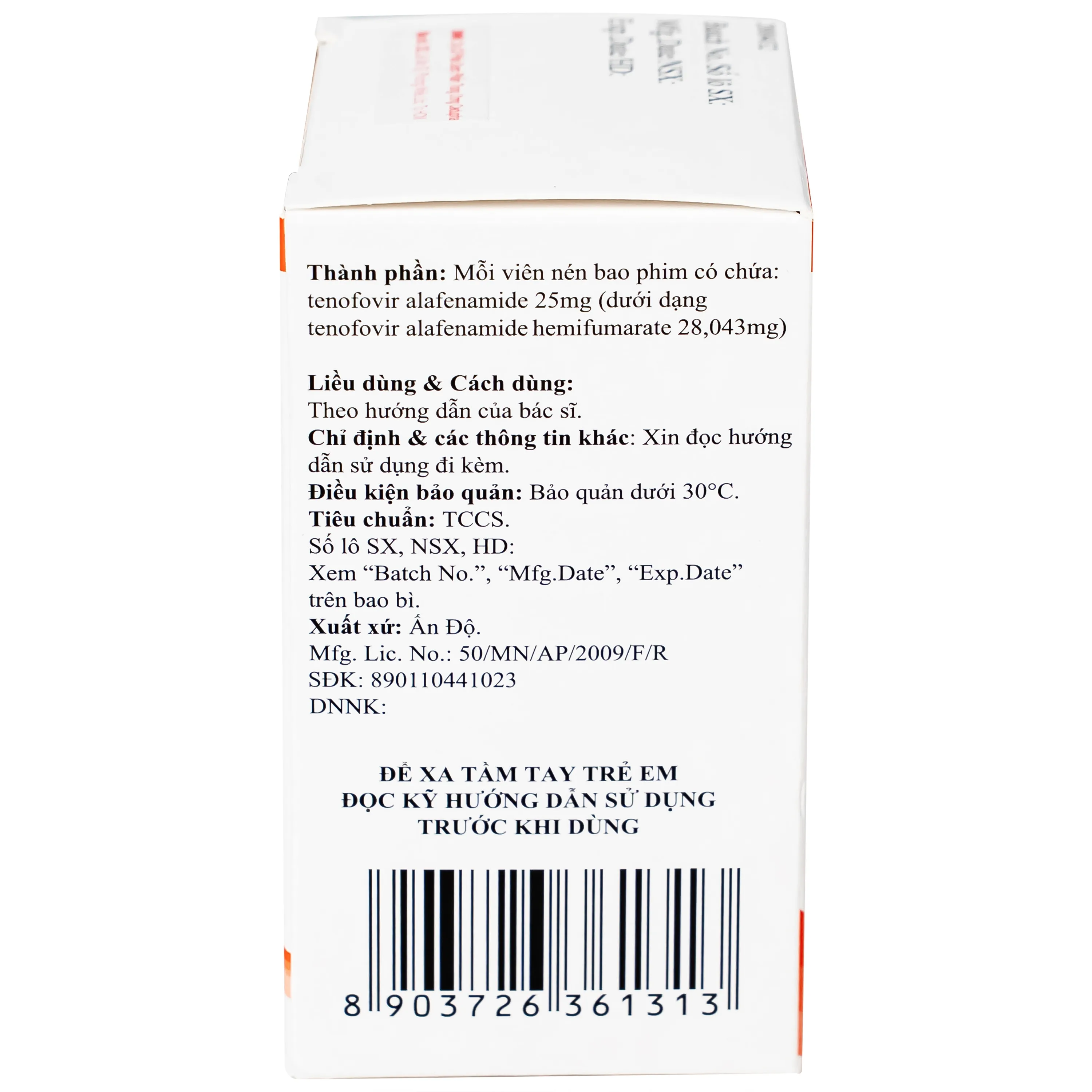 Hình ảnh Thuốc Tafnext 25mg điều trị nhiễm virus viêm gan B mạn tính (30 viên)