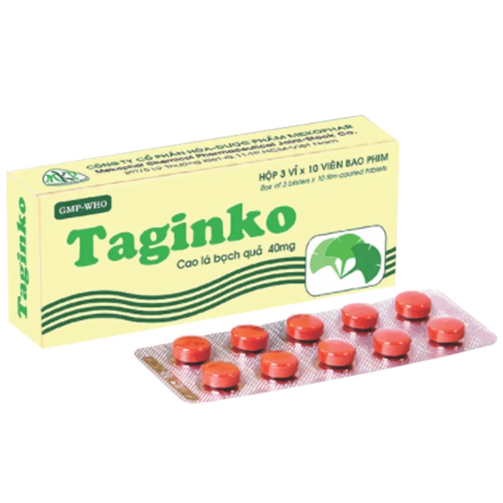 Hình ảnh Thuốc Taginko Mekophar tăng cường tuần hoàn não bộ (3 vỉ x 10 viên)