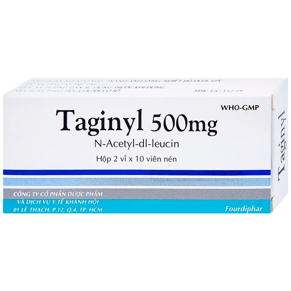 Hình ảnh Thuốc Taginyl 500mg Thành Nam điều trị triệu chứng cơn chóng mặt (2 vỉ x 10 viên)