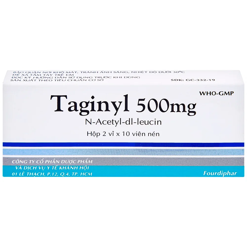 Hình ảnh Thuốc Taginyl 500mg Thành Nam điều trị triệu chứng cơn chóng mặt (2 vỉ x 10 viên)