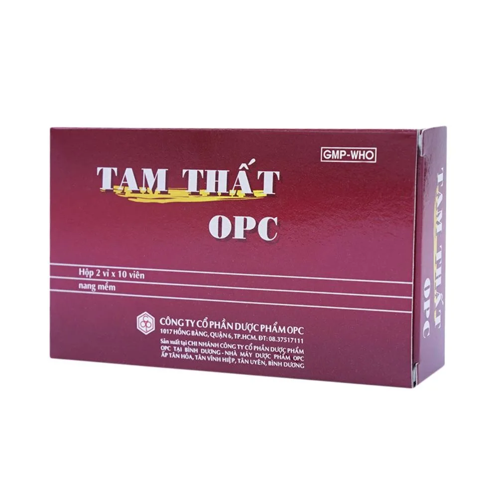 Hình ảnh Thuốc Tam Thất OPC điều trị các chứng xuất huyết (2 vỉ x 10 viên)