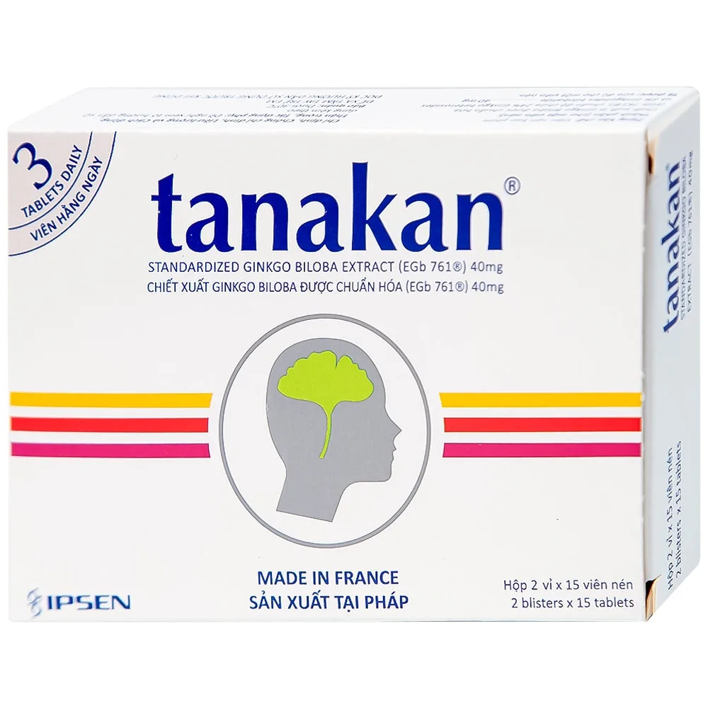 Hình ảnh Thuốc Tanakan Ipsen điều trị triệu chứng rối loạn nhận thức ở người lớn tuổi (2 vỉ x 15 viên)