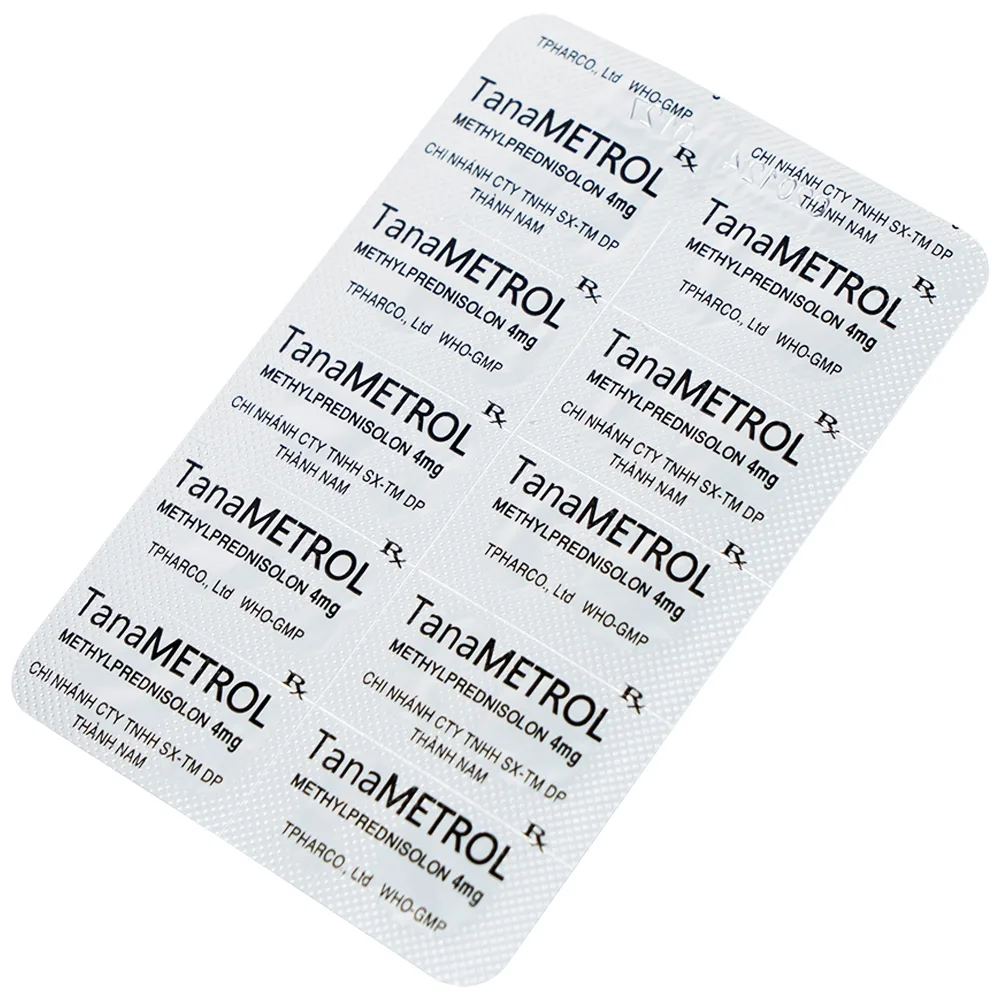 Hình ảnh Viên nén TanaMetrol 4mg Thành Nam chống viêm và điều trị viêm khớp dạng thấp, lupus ban đỏ (3 vỉ x 10 viên)