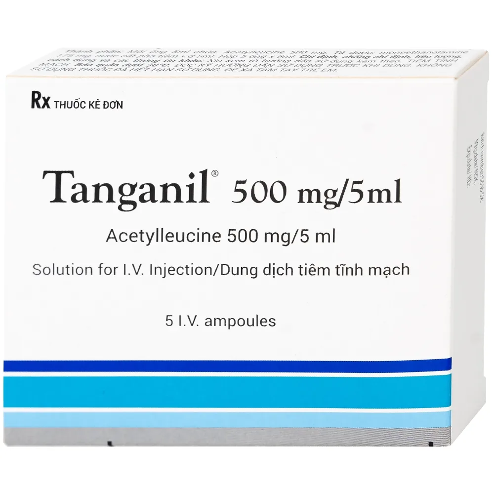 Hình ảnh Thuốc tiêm Tanganil 500mg/5ml Pierre Fabre điều trị triệu chứng các cơn chóng mặt (1 vỉ x 5 ống x 25ml) 