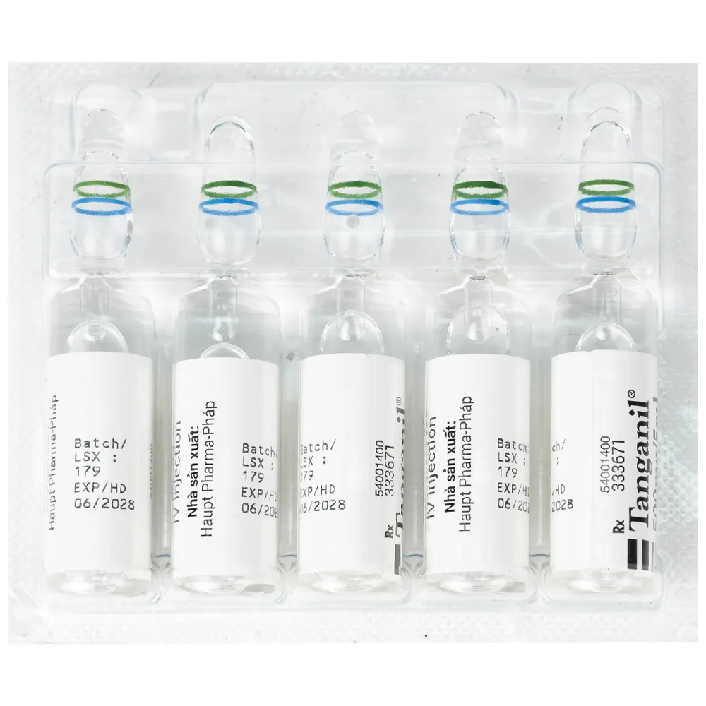 Hình ảnh Thuốc tiêm Tanganil 500mg/5ml Pierre Fabre điều trị triệu chứng các cơn chóng mặt (1 vỉ x 5 ống x 25ml) 