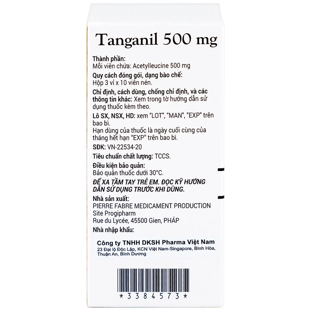 Hình ảnh Thuốc Tanganil 500mg Pierre Fabre điều trị cơn chóng mặt (3 vỉ x 10 viên)