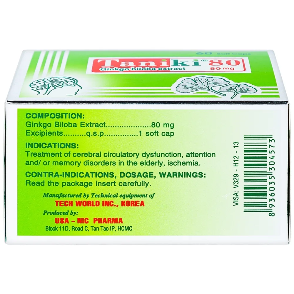 Hình ảnh Thuốc Taniki 80 điều trị thiểu năng tuần hoàn não (60 viên)