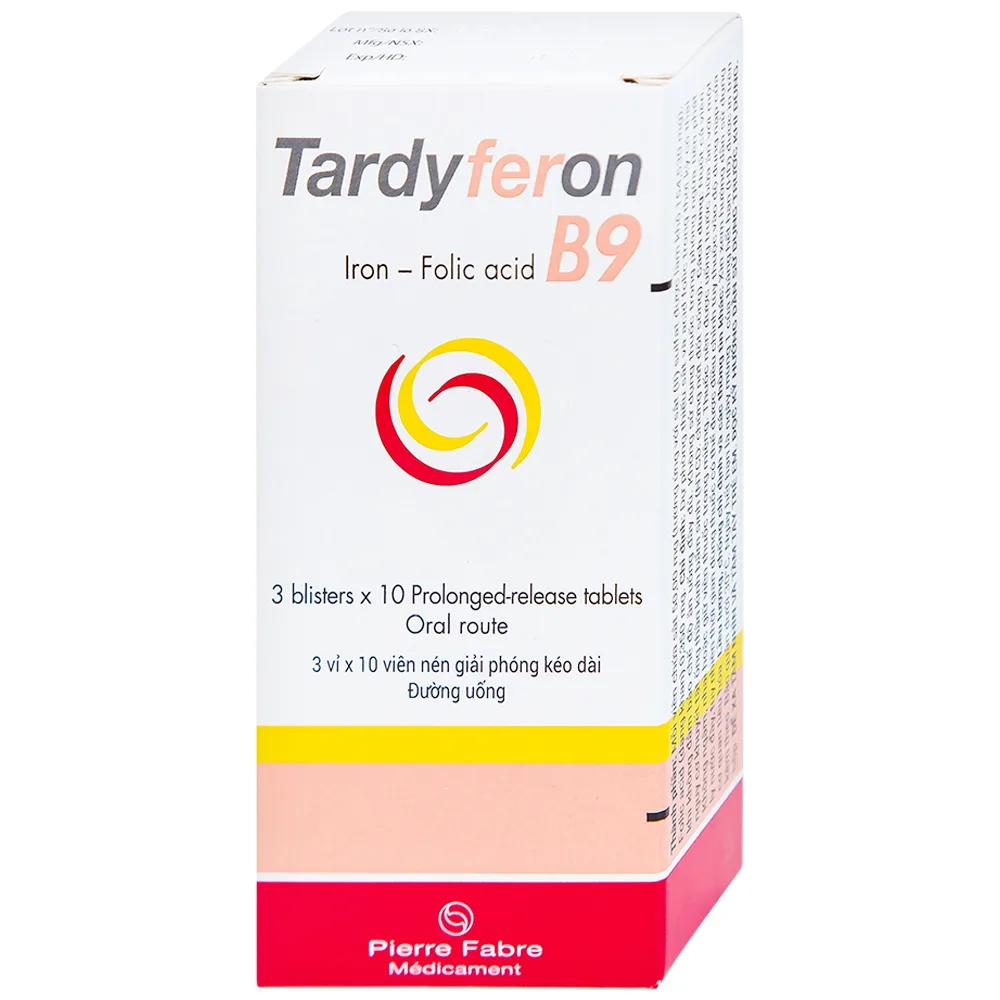 Hình ảnh Thuốc Tardyferon B9 Pierre Fabre dự phòng thiếu sắt, acid folic cho phụ nữ có thai (3 vỉ x 10 viên)
