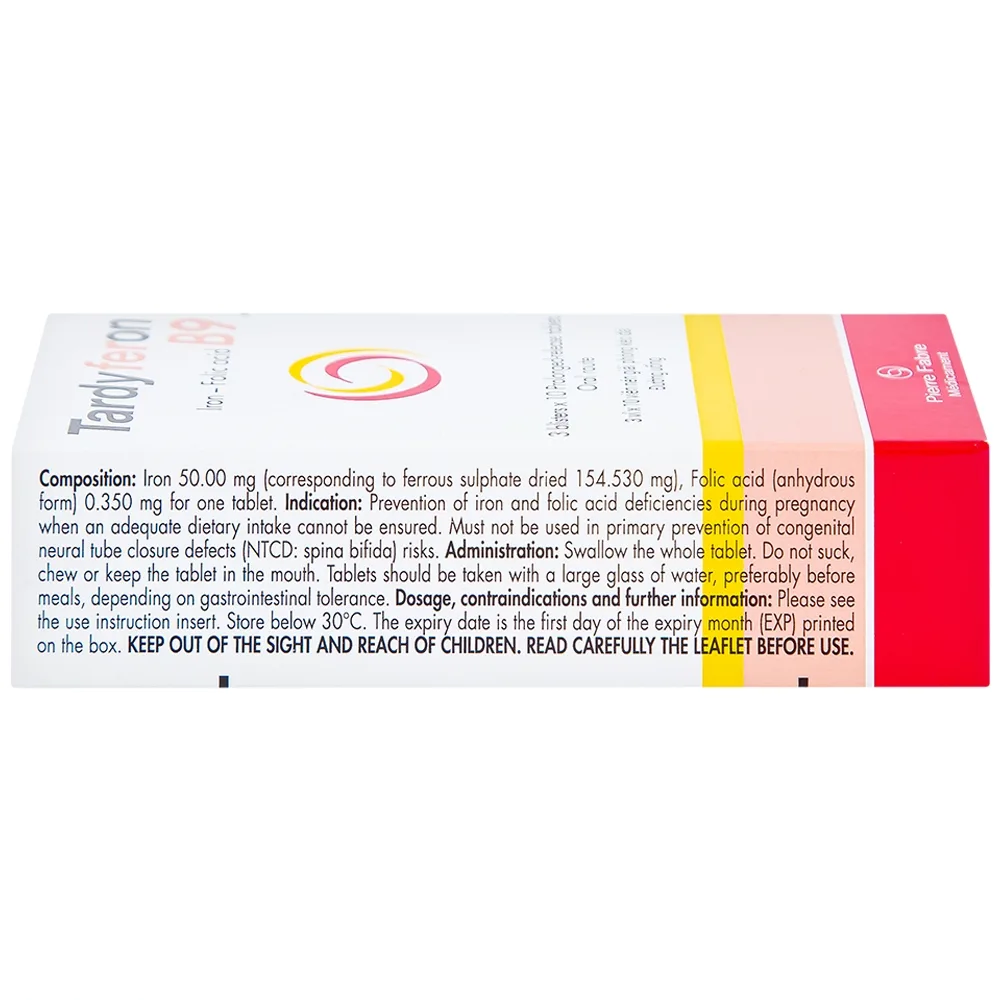 Hình ảnh Thuốc Tardyferon B9 Pierre Fabre dự phòng thiếu sắt, acid folic cho phụ nữ có thai (3 vỉ x 10 viên)
