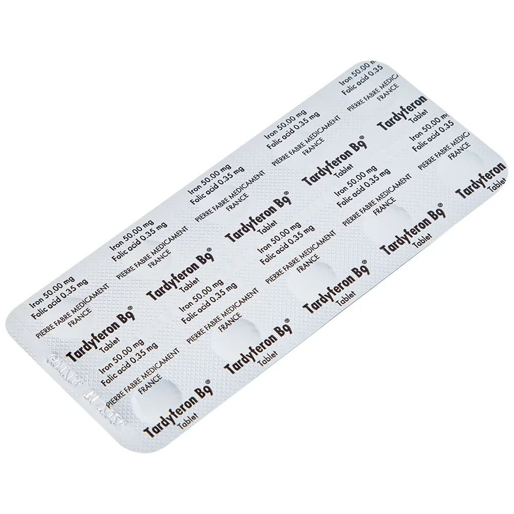 Hình ảnh Thuốc Tardyferon B9 Pierre Fabre dự phòng thiếu sắt, acid folic cho phụ nữ có thai (3 vỉ x 10 viên)