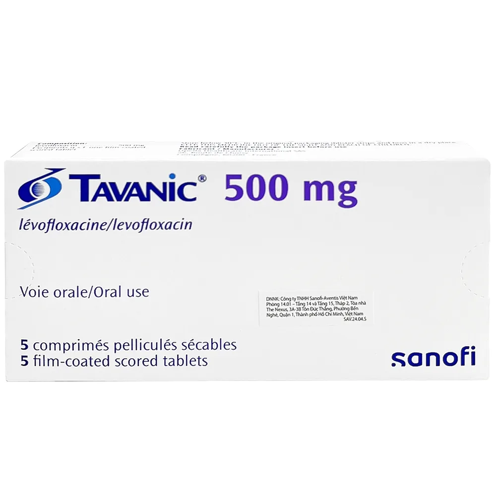 Hình ảnh Thuốc Tavanic 500mg Sanofi điều trị nhiễm khuẩn do vi khuẩn (1 vỉ x 5 viên)