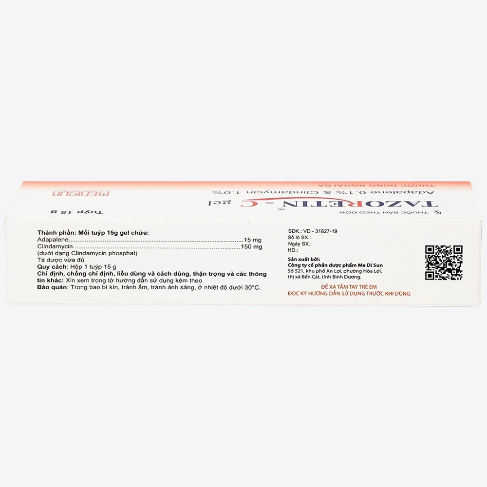 Hình ảnh Thuốc bôi ngoài da Tazoretin - C Gel 15g Medisun điều trị tại chỗ mụn trứng cá