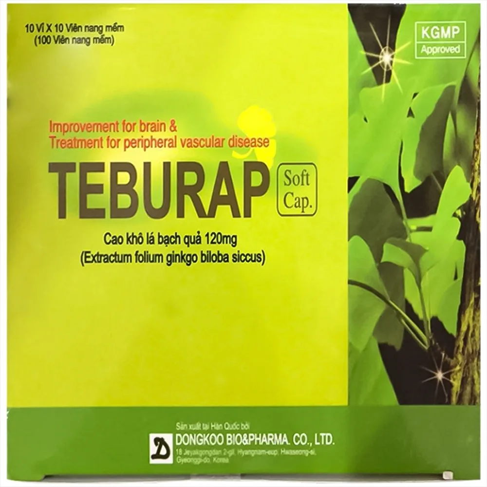 Hình ảnh Viên nang mềm Teburap 120mg Dongkoo điều trị rối loạn tuần hoàn ngoại biên (10 vỉ x 10 viên)
