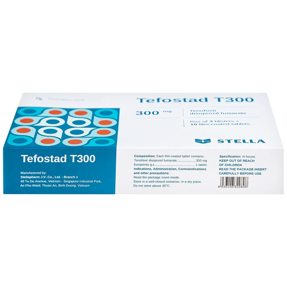 Hình ảnh Thuốc Tefostad T300 Stella phòng và điều trị nhiễm HIV-1 (3 vỉ x 10 viên)