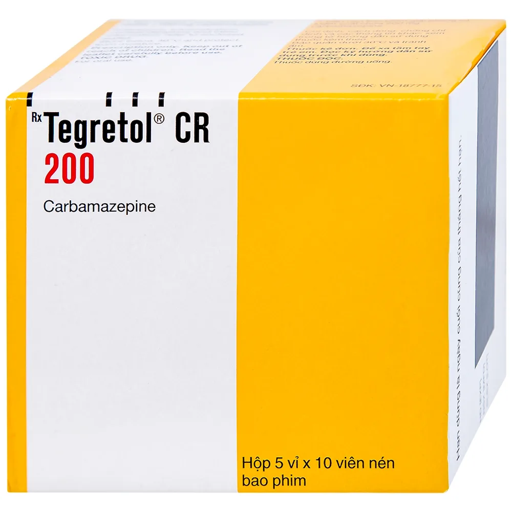 Hình ảnh Thuốc Tegretol CR 200 điều trị bệnh động kinh (5 vỉ x 10 viên)