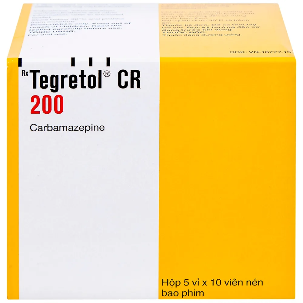 Hình ảnh Thuốc Tegretol CR 200 điều trị bệnh động kinh (5 vỉ x 10 viên)