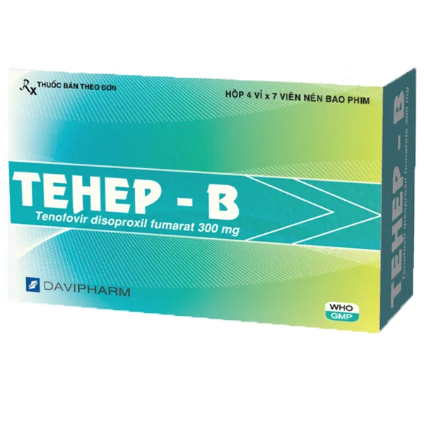 Hình ảnh Thuốc Tehep-B 300mg Davipharm điều trị nhiễm HIV, viêm gan B (4 vỉ x 7 viên)