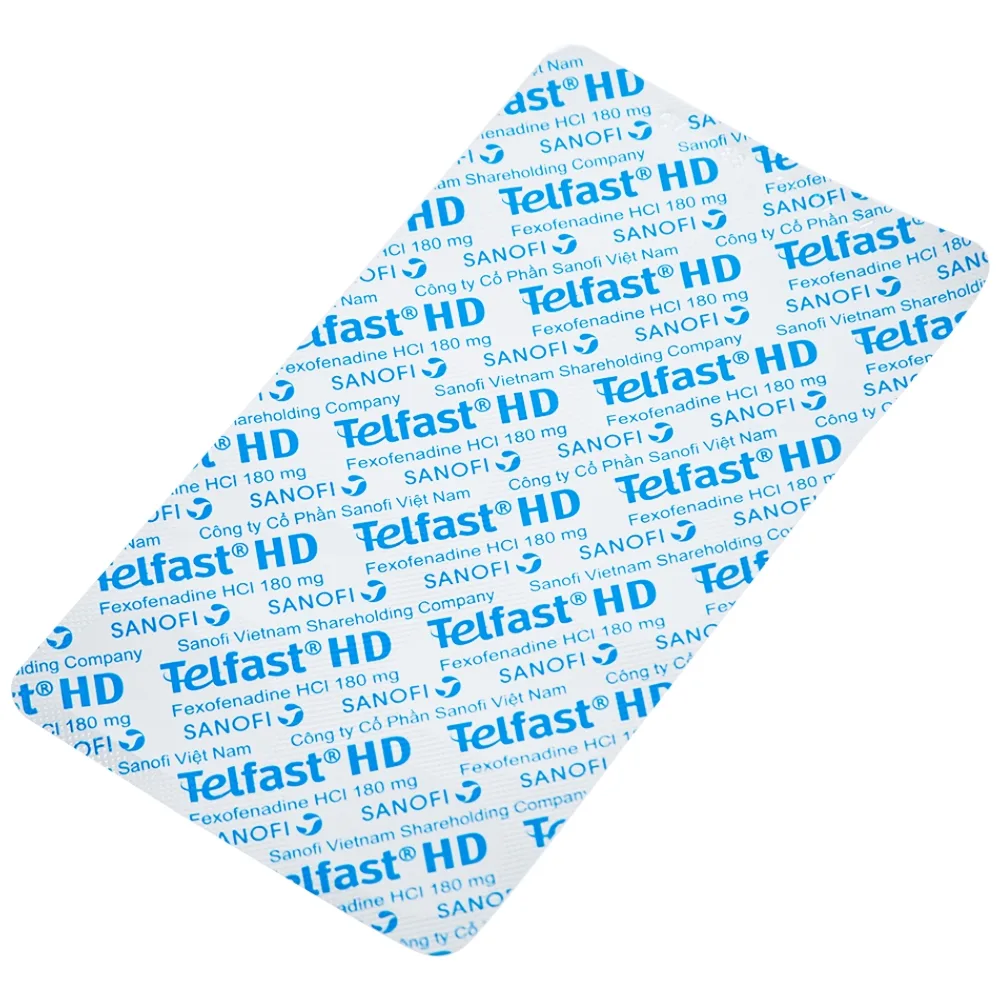 Hình ảnh Thuốc Telfast HD 180mg Sanofi điều trị viêm mũi dị ứng, mày đay (1 vỉ x 10 viên)