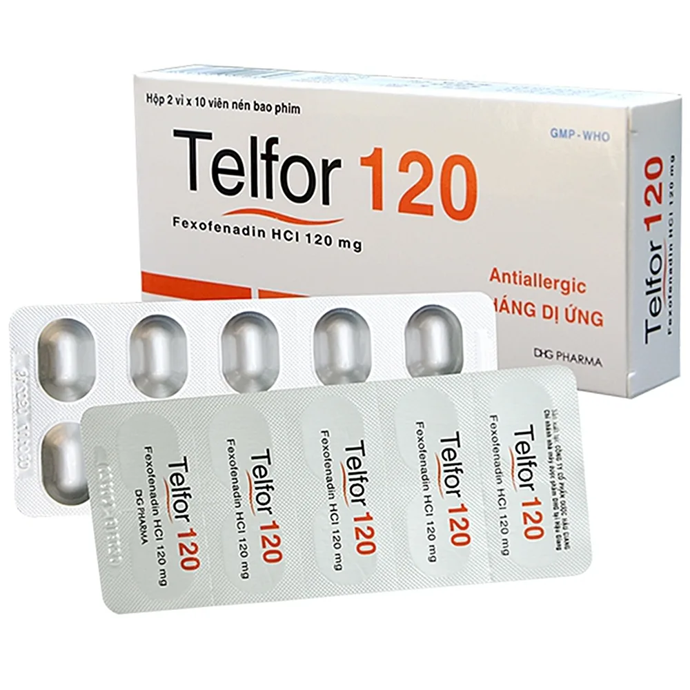 Hình ảnh Thuốc Telfor 120 DHG điều trị các triệu chứng viêm mũi dị ứng (2 vỉ x 10 viên)