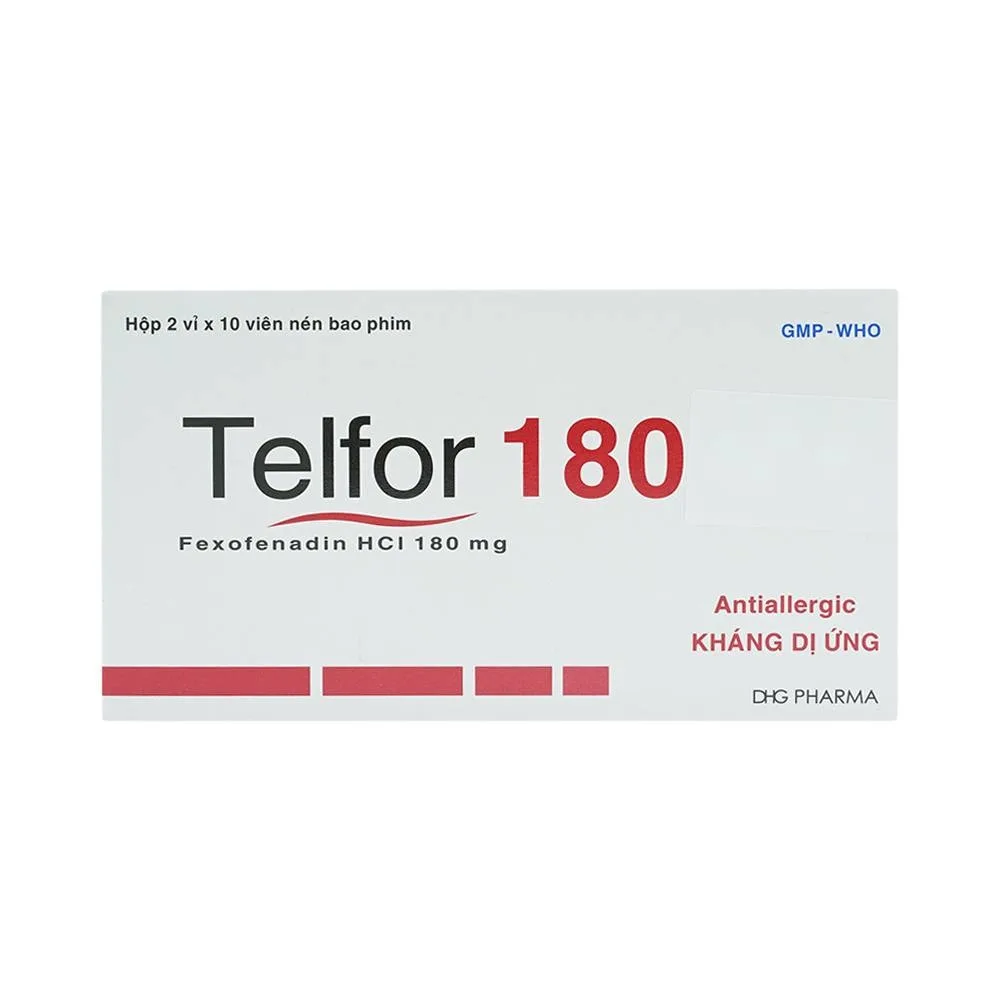 Hình ảnh Thuốc Telfor 180 DHG điều trị triệu chứng của bệnh mày đay (2 vỉ x 10 viên)