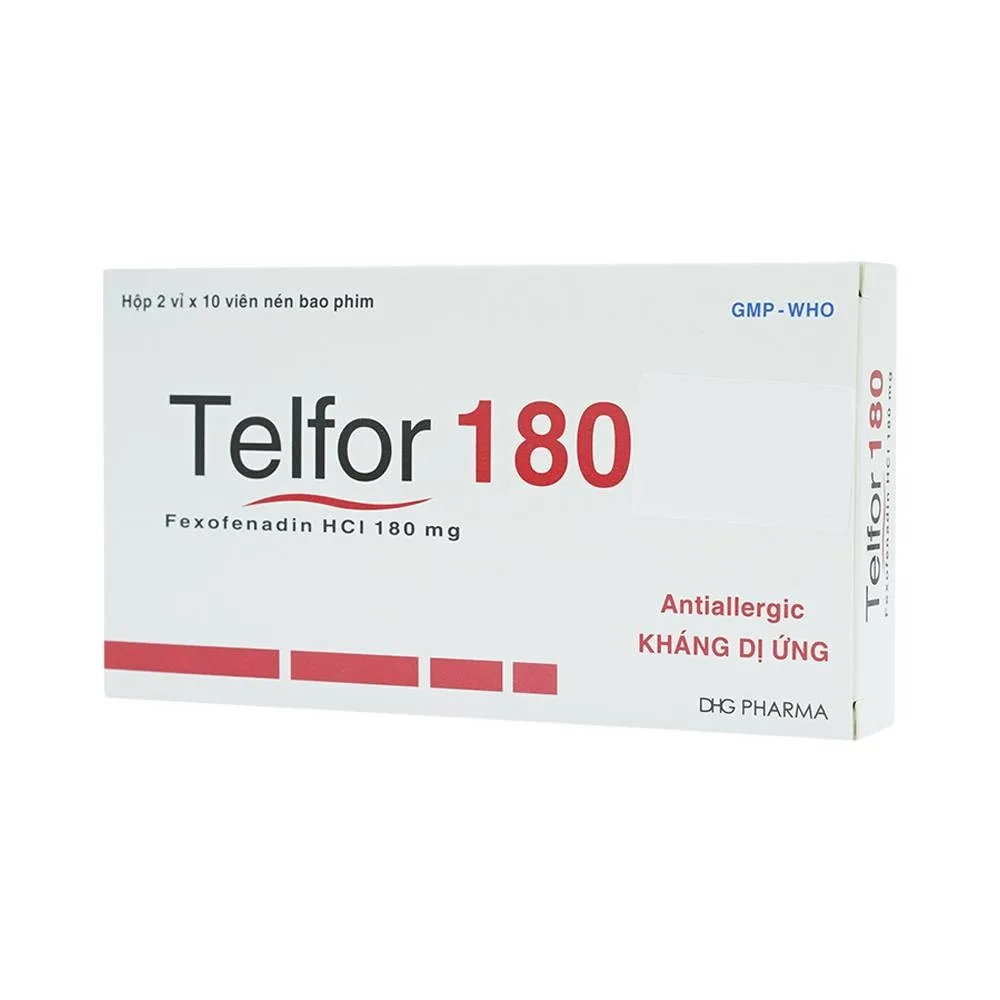 Hình ảnh Thuốc Telfor 180 DHG điều trị triệu chứng của bệnh mày đay (2 vỉ x 10 viên)