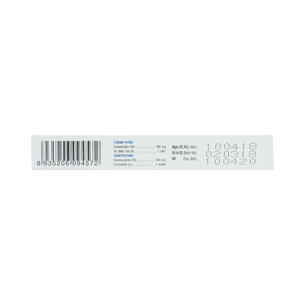 Hình ảnh Thuốc Telfor 180 DHG điều trị triệu chứng của bệnh mày đay (2 vỉ x 10 viên)