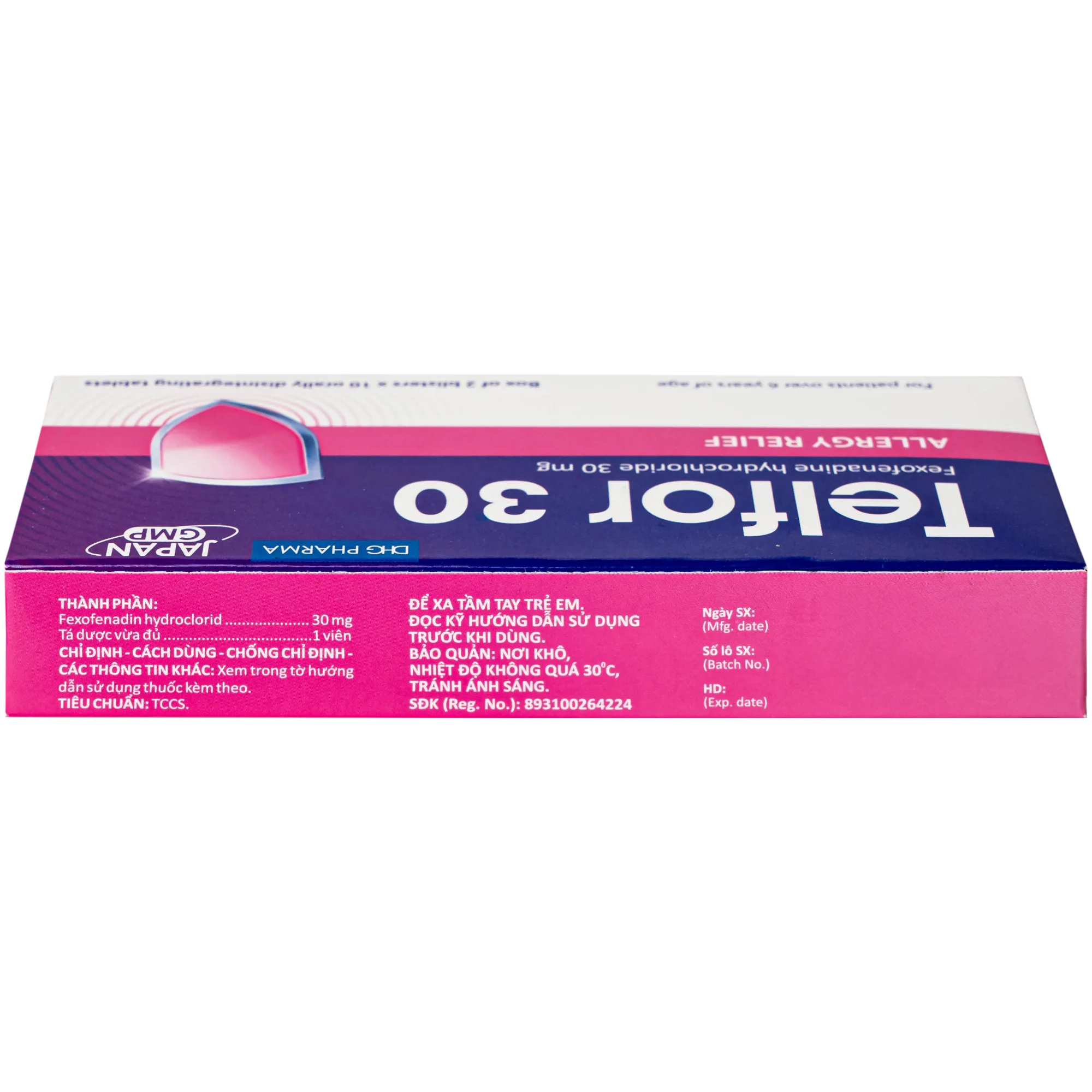 Hình ảnh Viên nén phân tán trong miệng Telfor 30mg DHG điều trị viêm mũi dị ứng, mày đay cho trẻ em (2 vỉ x 10 viên)
