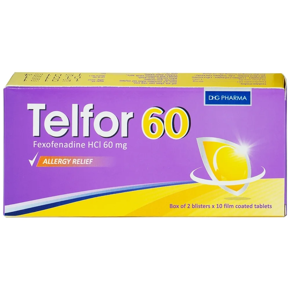 Hình ảnh Thuốc Telfor 60 DHG điều trị các triệu chứng viêm mũi dị ứng (2 vỉ x 10 viên)