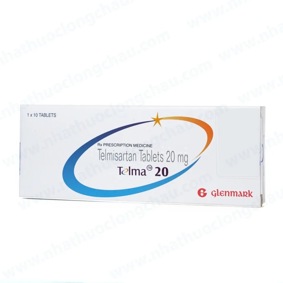 Hình ảnh Thuốc Telma 20 Glenmark điều trị tăng huyết áp vô căn (1 vỉ x 10 viên)