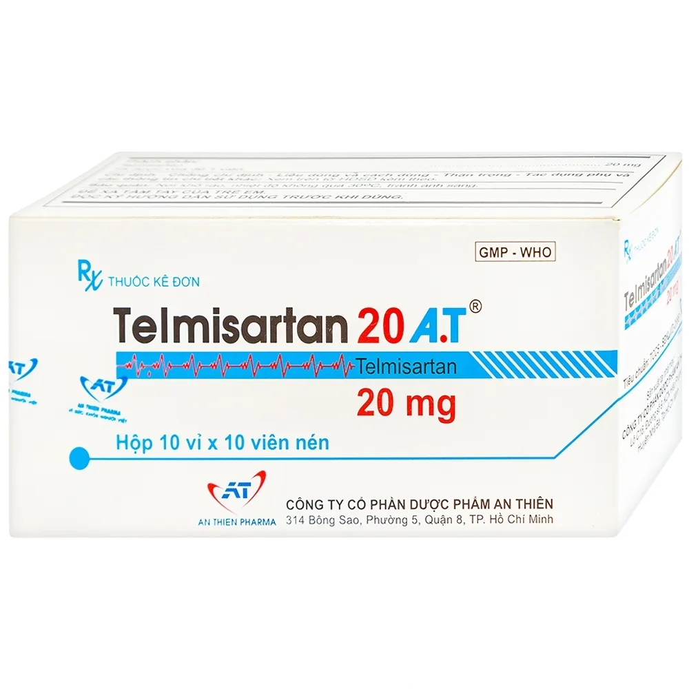 Hình ảnh Thuốc Telmisartan 20 A.T điều trị tăng huyết áp (10 vỉ x 10 viên)