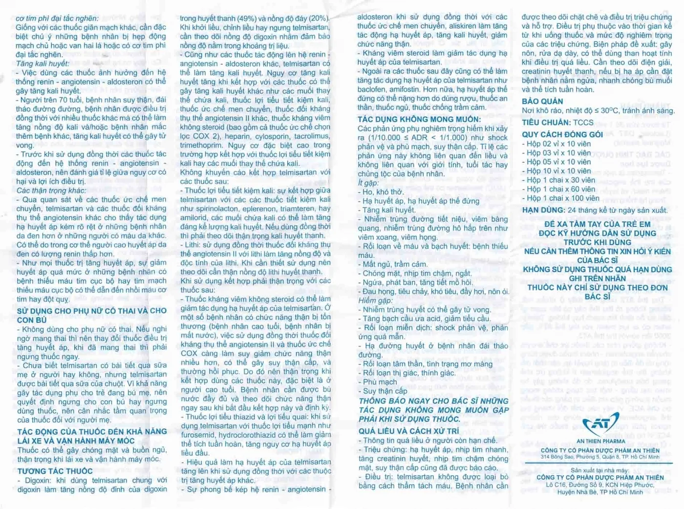 Hình ảnh Thuốc Telmisartan 20 A.T điều trị tăng huyết áp (10 vỉ x 10 viên)