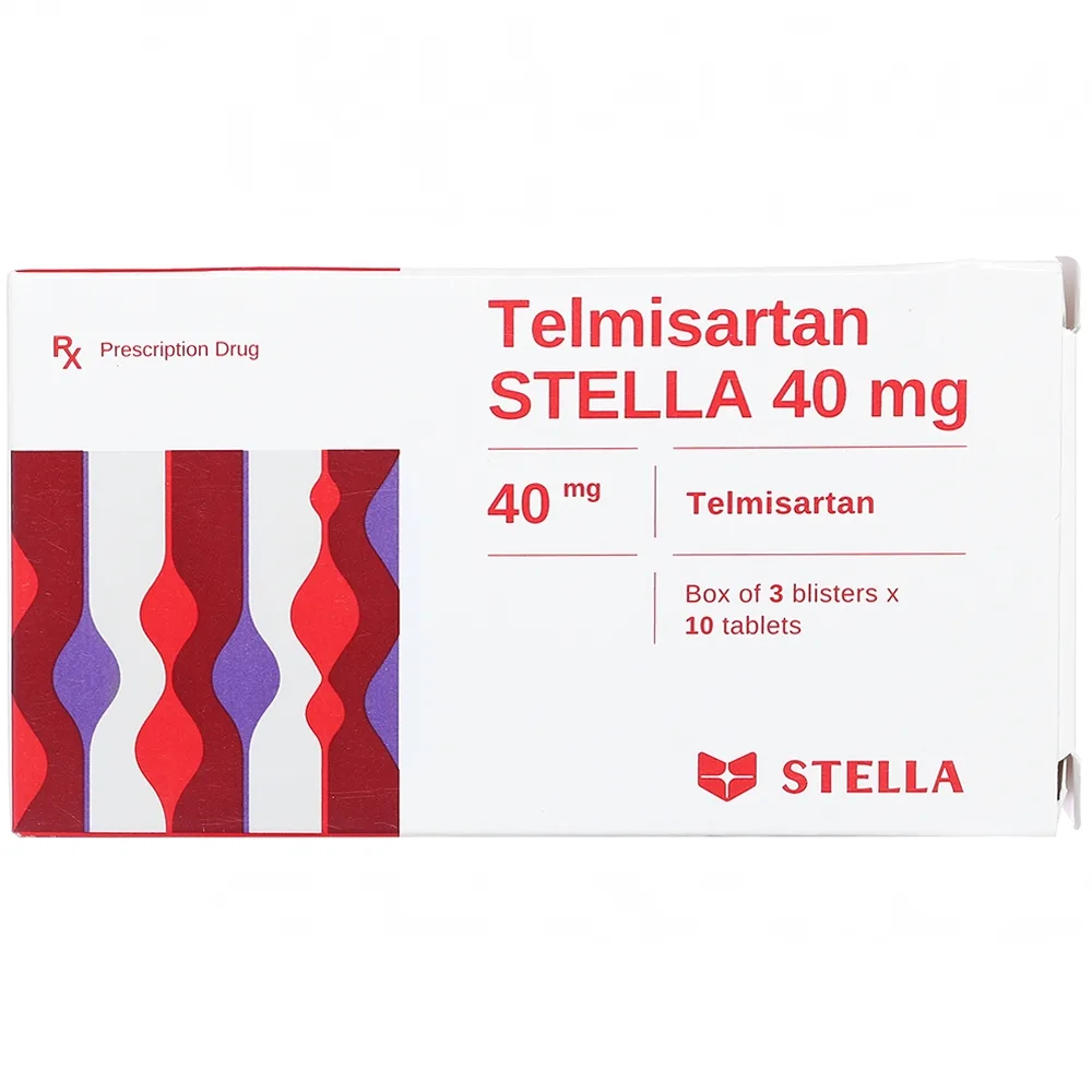 Hình ảnh Thuốc Telmisartan Stella 40mg điều trị tăng huyết áp và phòng ngừa các bệnh tim mạch (4 vỉ x 7 viên)