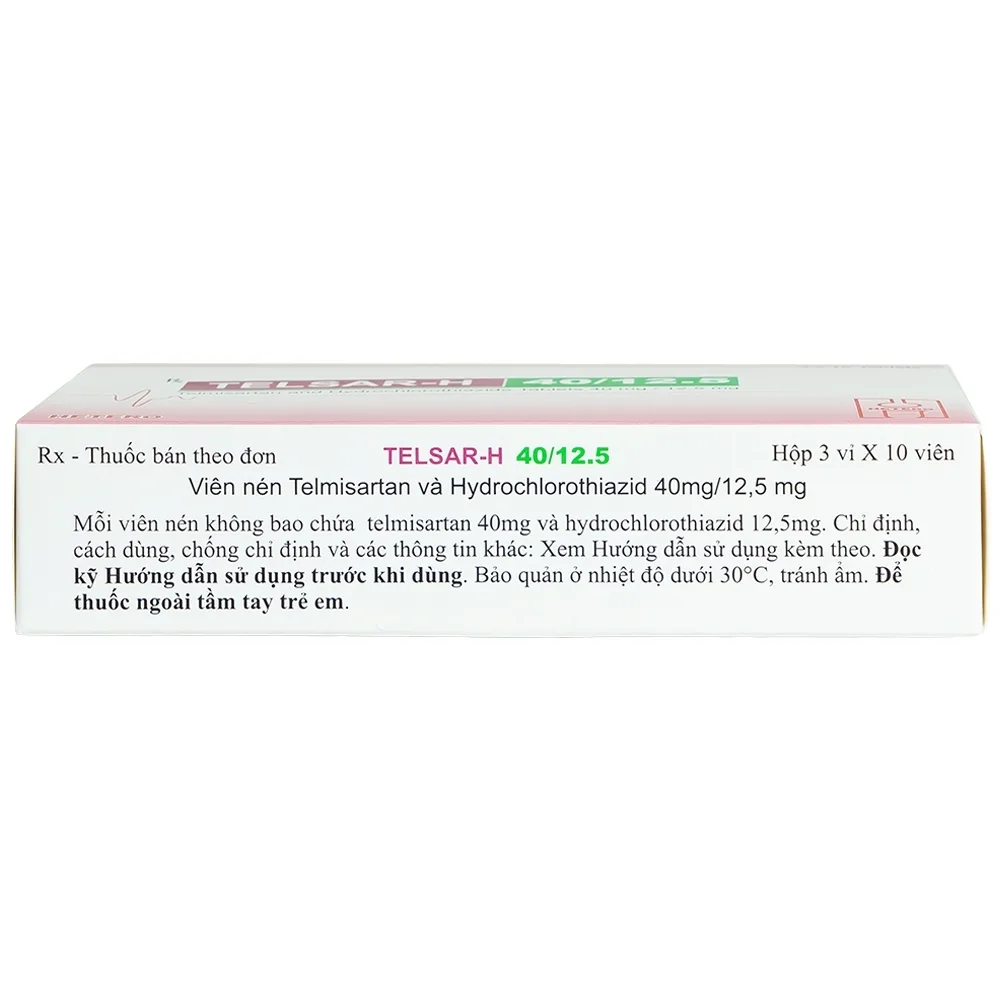 Hình ảnh Thuốc Telsar-H 40/12.5 Hetero điều trị tăng huyết áp (3 vỉ x 10 viên)