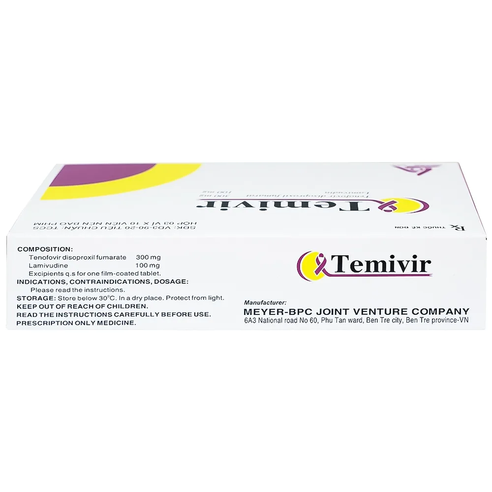 Hình ảnh Thuốc Temivir Meyer - BPC hỗ trợ điều trị nhiễm HIV-I hoặc điều trị viêm gan B mạn tính (3 vỉ x 10 viên)