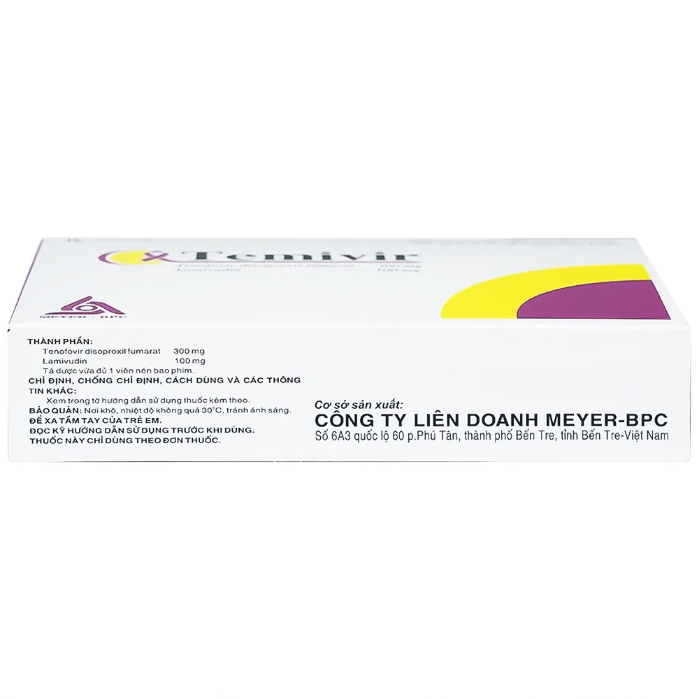 Hình ảnh Thuốc Temivir Meyer - BPC hỗ trợ điều trị nhiễm HIV-I hoặc điều trị viêm gan B mạn tính (3 vỉ x 10 viên)