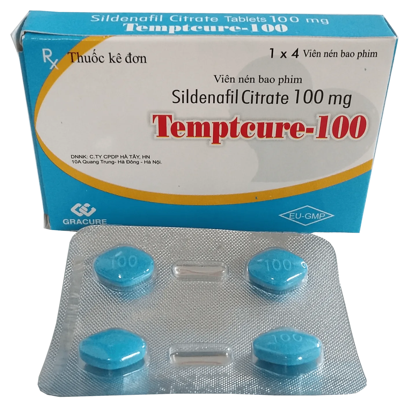 Hình ảnh Thuốc Temptcure-100 Gracure điều trị rối loạn cương dương (1 vỉ x 4 viên)