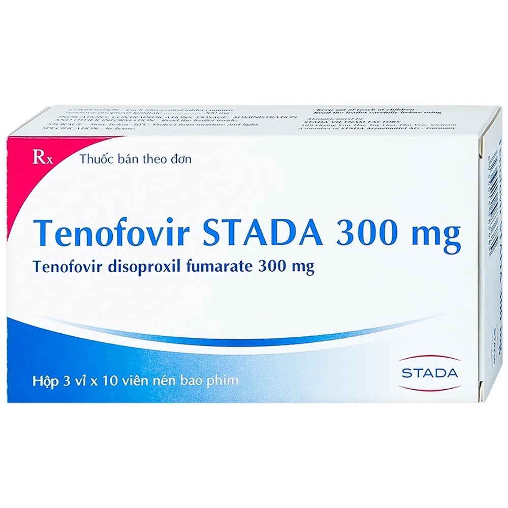Hình ảnh Thuốc Tenofovir STADA 300mg điều trị nhiễm HIV-1, viêm gan B (3 vỉ x 10 viên)
